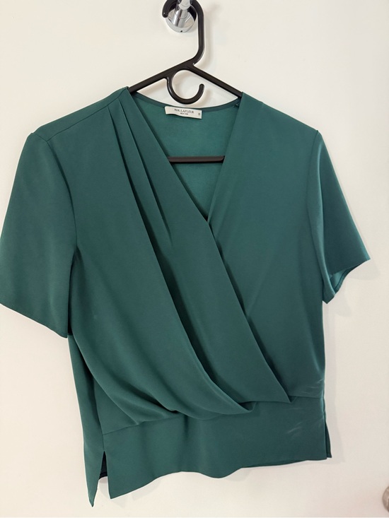 MM Lafleur Tops - MM LaFleur XS Green Draped V-Neck Short Sleeve Top